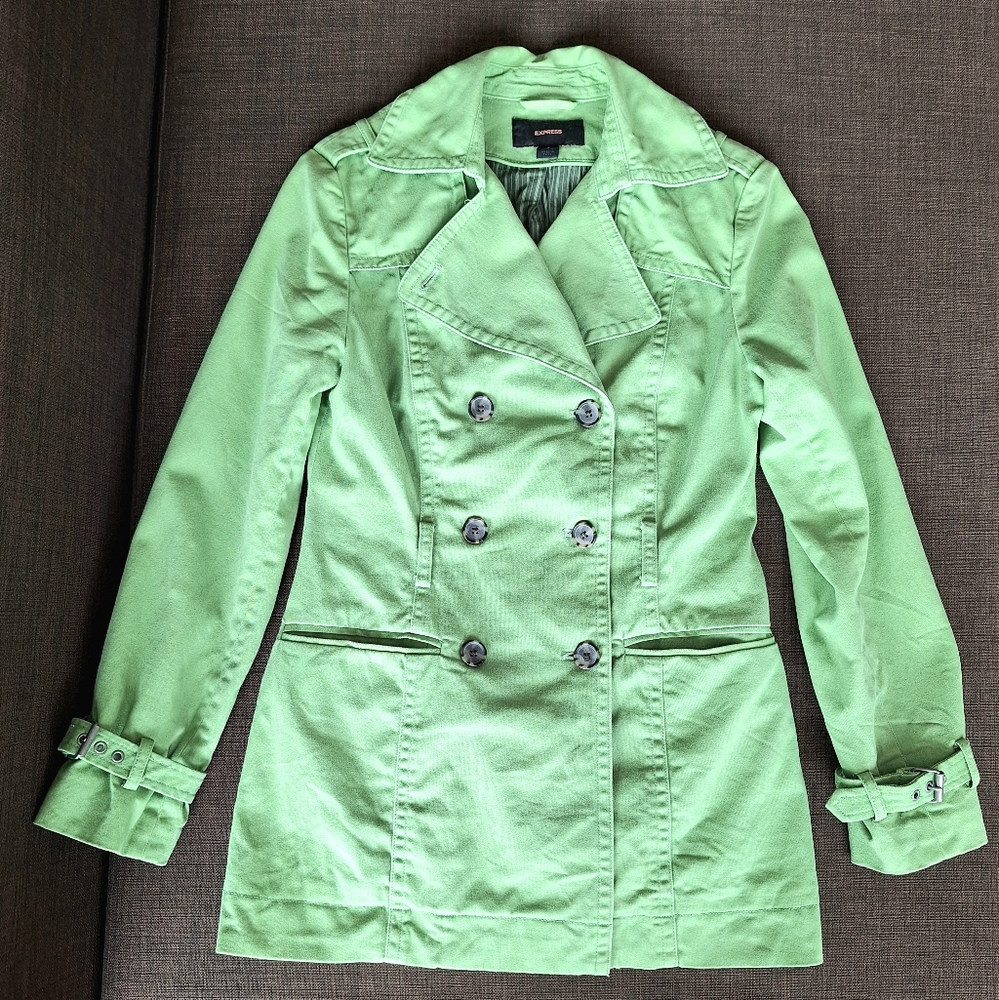 Express Green Trench Coat
